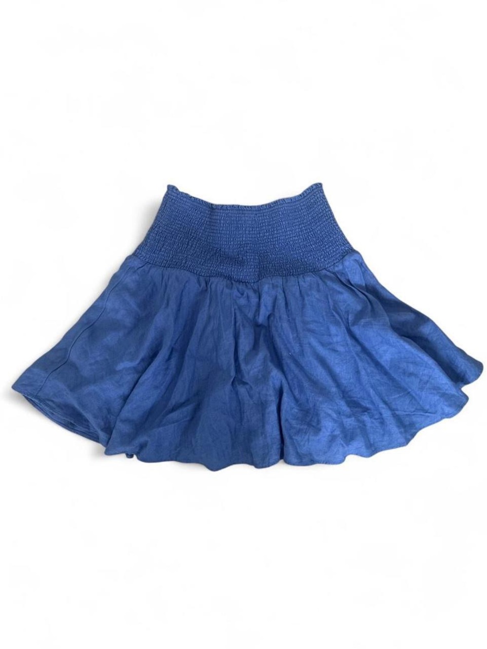 Women's Blue Smocked Waist Flared Skirt